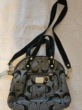 Coach Black and Gray Signature Crossbody Dome Bag